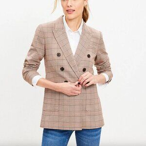 Loft Plaid Double Breasted Blazer Jacket